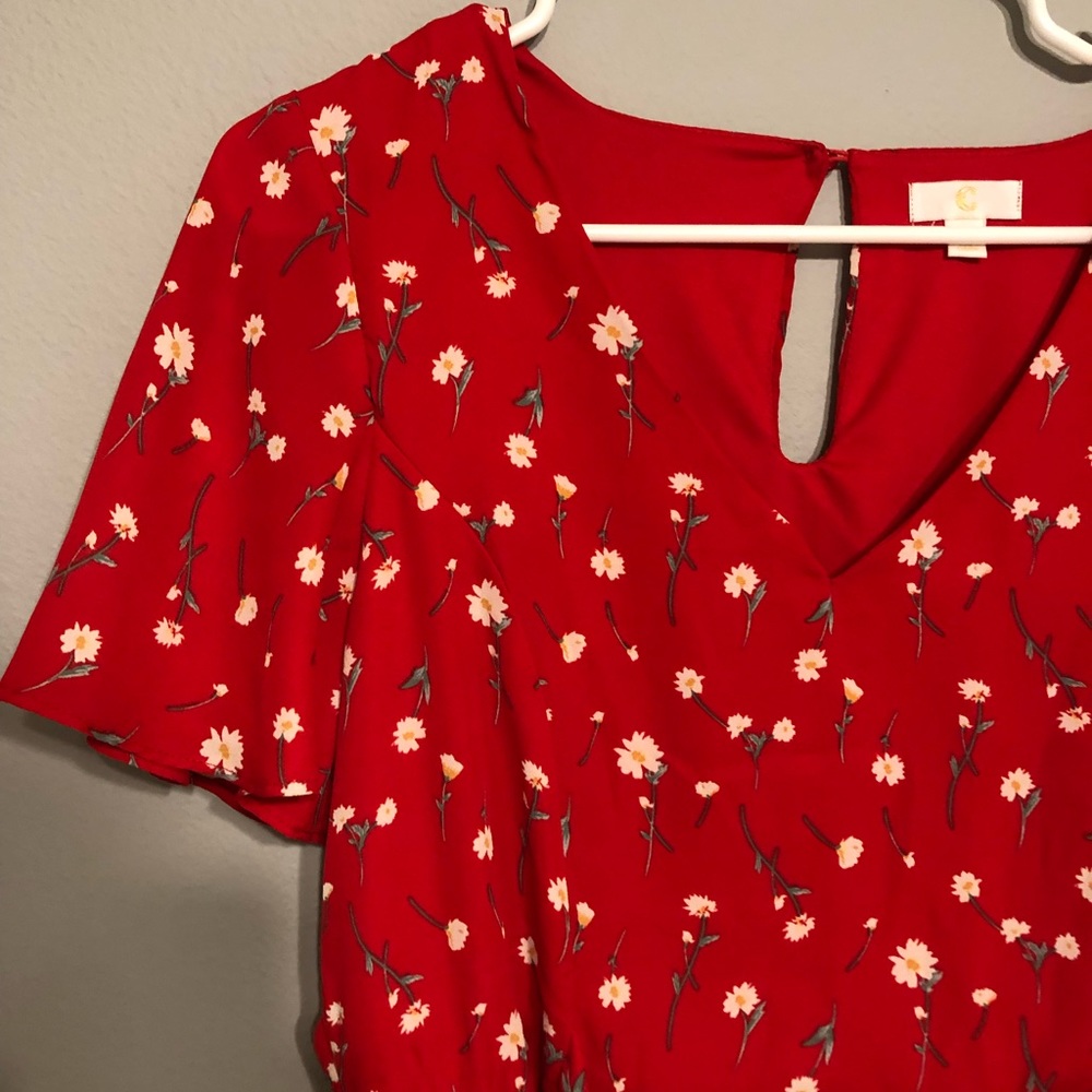 Red floral sundress